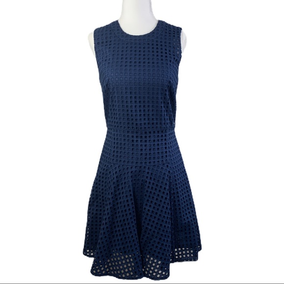 Madewell Navy Eyelet Sunshade A-Line Dress - Picture 2 of 12